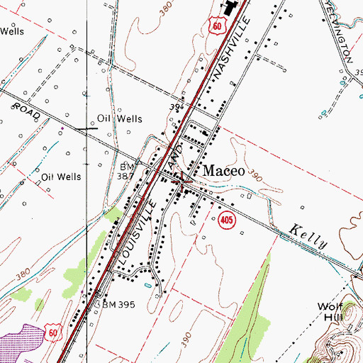 Topographic Map of Maceo, KY