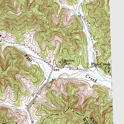 Topographic Map of Mackey Cemetery, KY