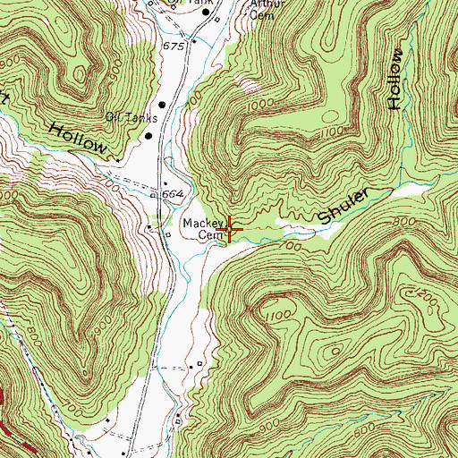 Topographic Map of Mackey Cemetery, KY