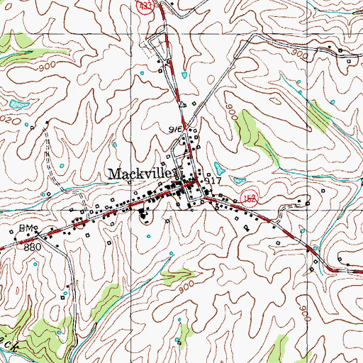 Topographic Map of Mackville, KY