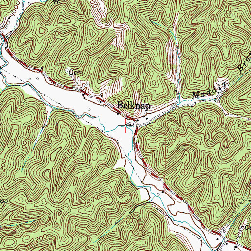 Topographic Map of Maddix Branch, KY
