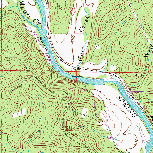 Topographic Map of Gut Creek, AR