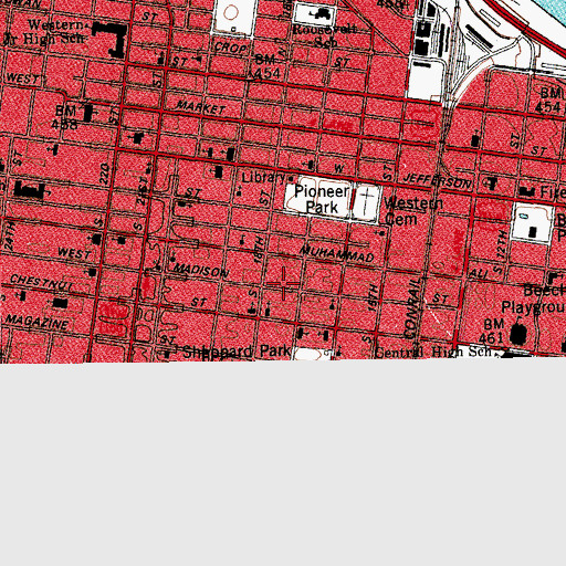 Topographic Map of Madison Street School, KY
