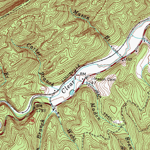 Topographic Map of Madon Branch, KY