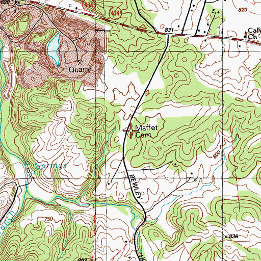 Topographic Map of Maffet Cemetery, KY