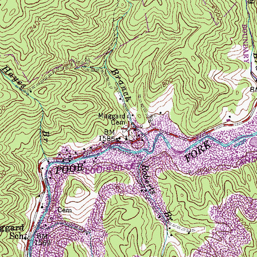 Topographic Map of Maggard Cemetery, KY