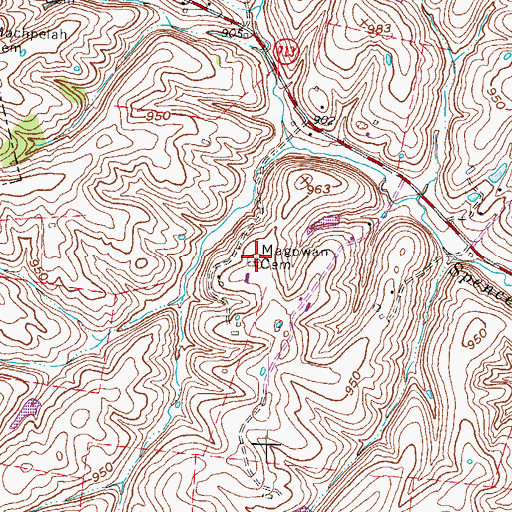 Topographic Map of Magowan Cemetery, KY