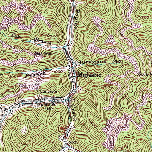Topographic Map of Majestic, KY