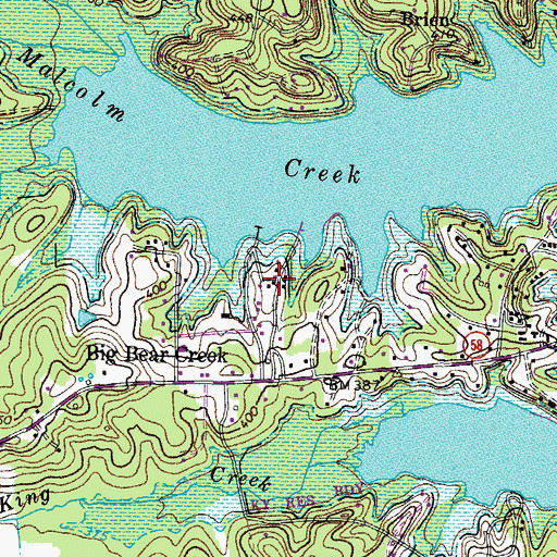 Topographic Map of Malcolm Creek Camp, KY
