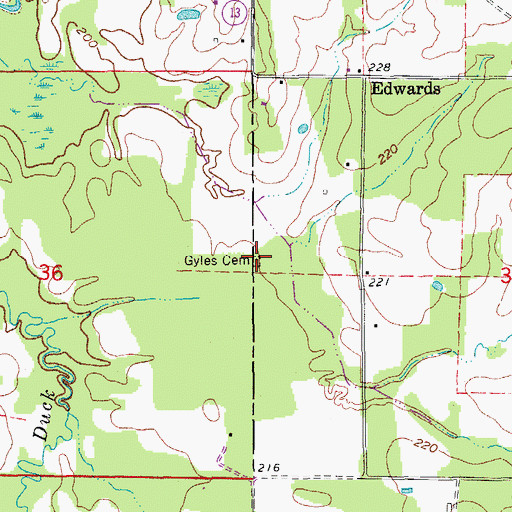 Topographic Map of Bryles Cemetery, AR