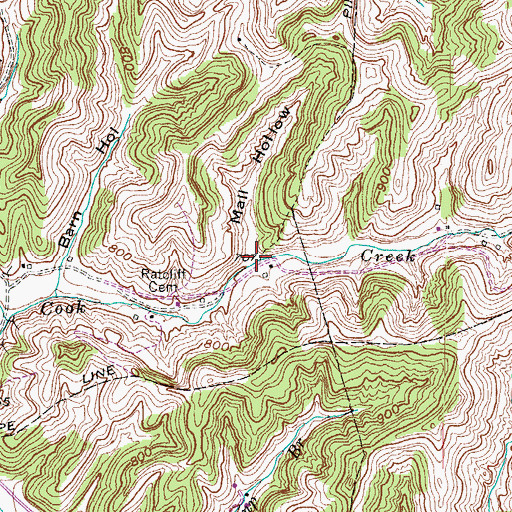 Topographic Map of Mall Hollow, KY