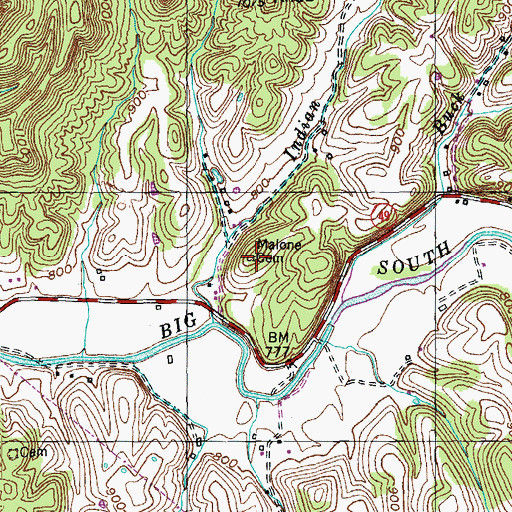 Topographic Map of Malone Cemetery, KY
