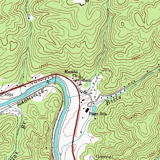 Topographic Map of Manito Church, KY