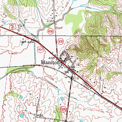 Topographic Map of Manitou, KY