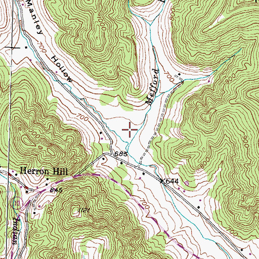 Topographic Map of Manley Hollow, KY