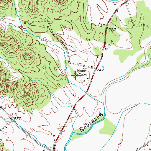 Topographic Map of Mann Cemetery, KY