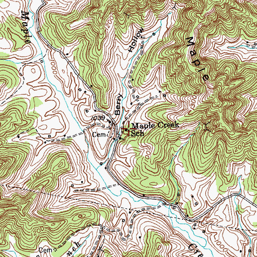 Topographic Map of Maple Creek School, KY