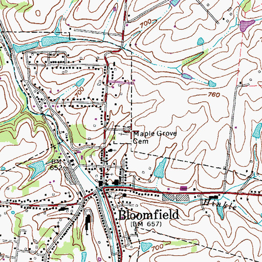 Topographic Map of Maple Grove Cemetery, KY