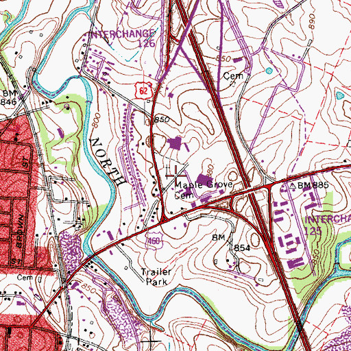 Topographic Map of Maple Grove Cemetery, KY