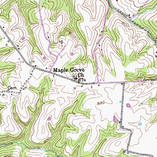 Topographic Map of Maple Grove Church, KY