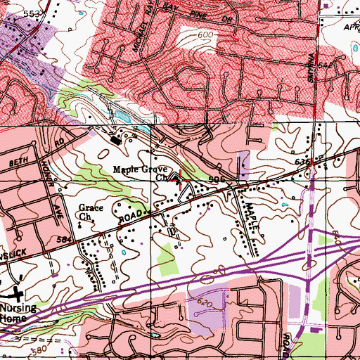 Topographic Map of Maple Grove Church, KY