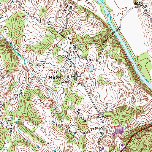 Topographic Map of Maple Hill Cemetery, KY