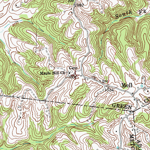 Topographic Map of Maple Hill Church, KY