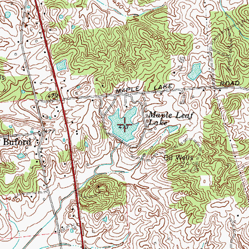 Topographic Map of Maple Leaf Lake, KY