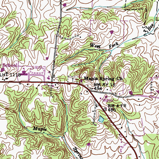 Topographic Map of Maple Methodist Church, KY