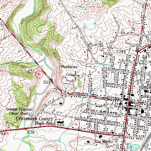 Topographic Map of Mapleview Cemetery, KY