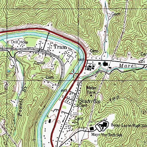 Topographic Map of Mare Creek, KY