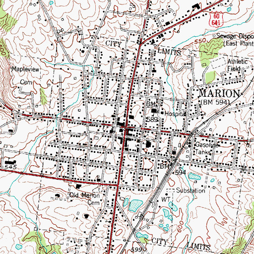 Topographic Map of Marion, KY