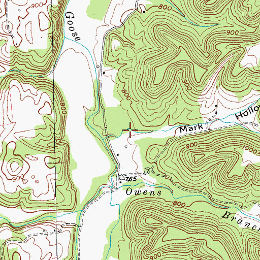 Topographic Map of Mark Hollow, KY
