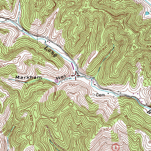 Topographic Map of Markham Hollow, KY