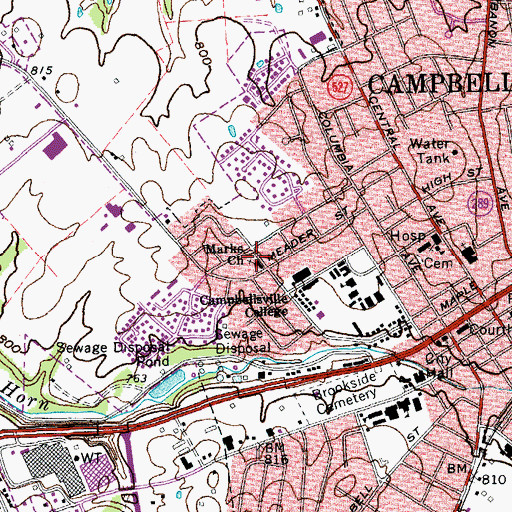 Topographic Map of Marks Church, KY