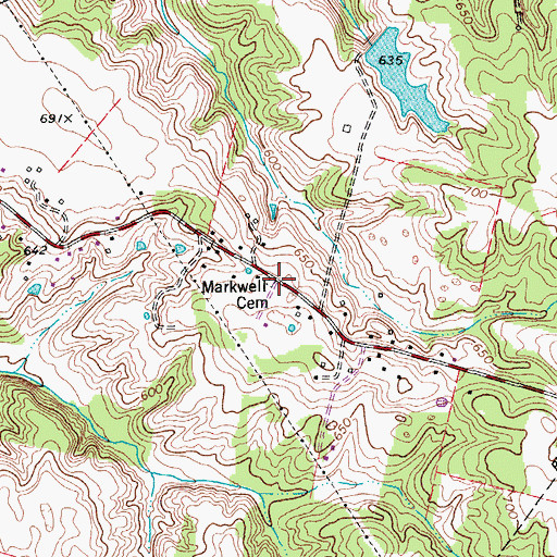 Topographic Map of Markwell Cemetery, KY