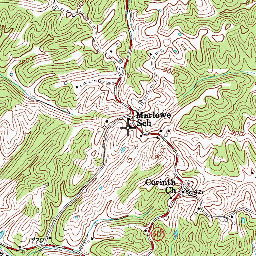 Topographic Map of Marlowe School, KY