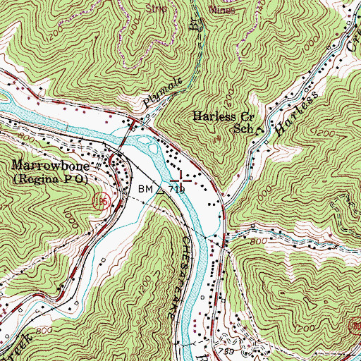 Topographic Map of Marrowbone Creek, KY