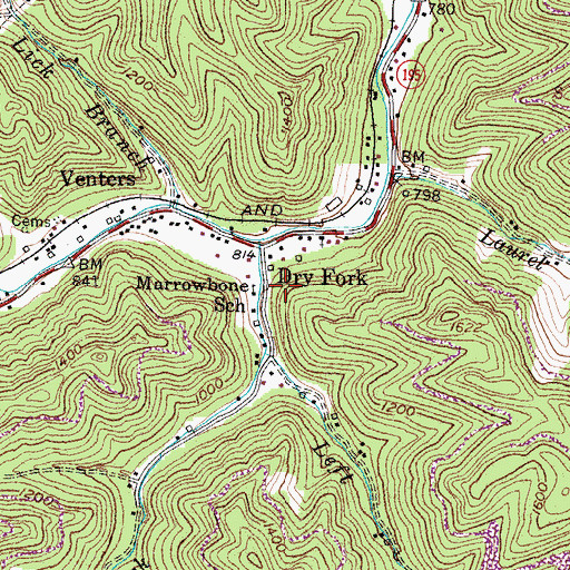 Topographic Map of Marrowbone School, KY