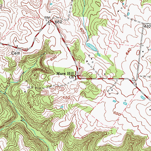 Topographic Map of Mars Hill Church, KY