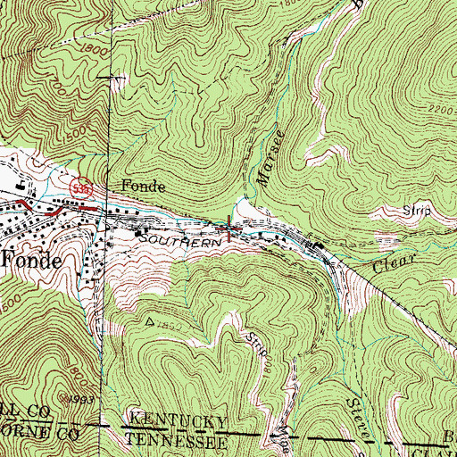 Topographic Map of Marsee Branch, KY