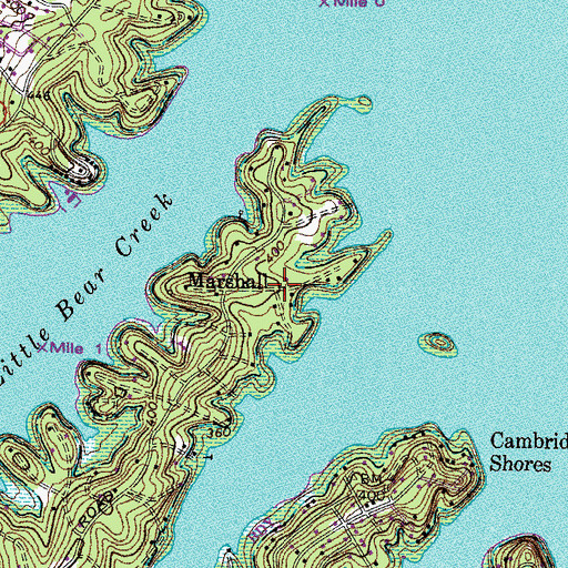 Topographic Map of Marshall, KY