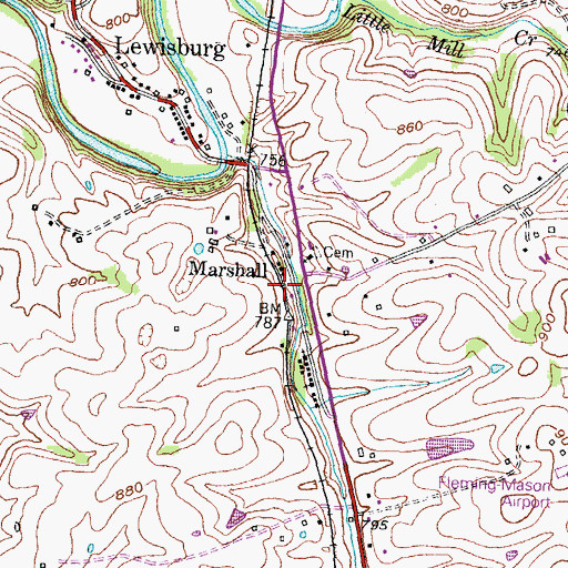 Topographic Map of Marshall, KY