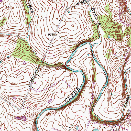 Topographic Map of Marshall Branch, KY