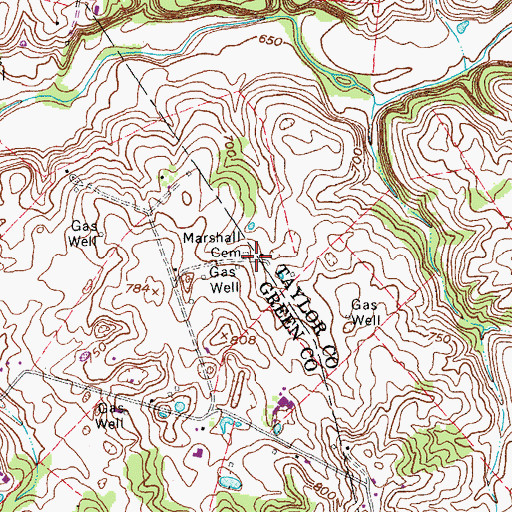 Topographic Map of Marshall Cemetery, KY