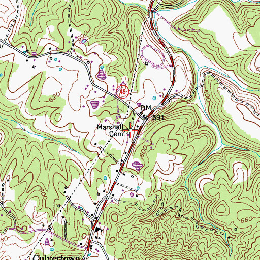 Topographic Map of Marshall Cemetery, KY