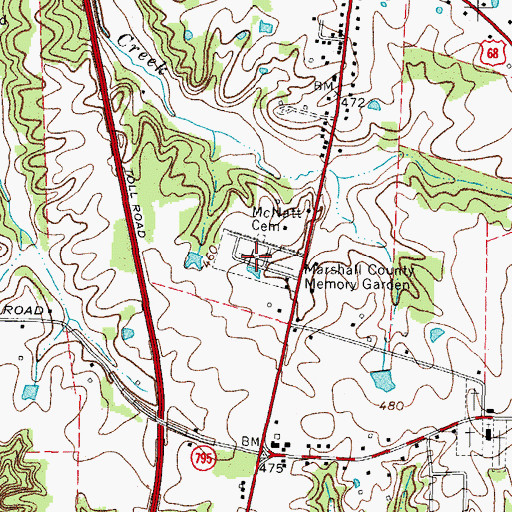 Topographic Map of Marshall County Memory Garden, KY