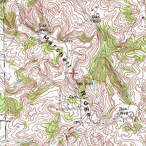 Topographic Map of Marshall Ridge, KY