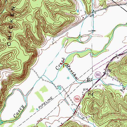 Topographic Map of Martha Branch, KY