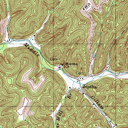 Topographic Map of Martha Enterprise Baptist Church, KY